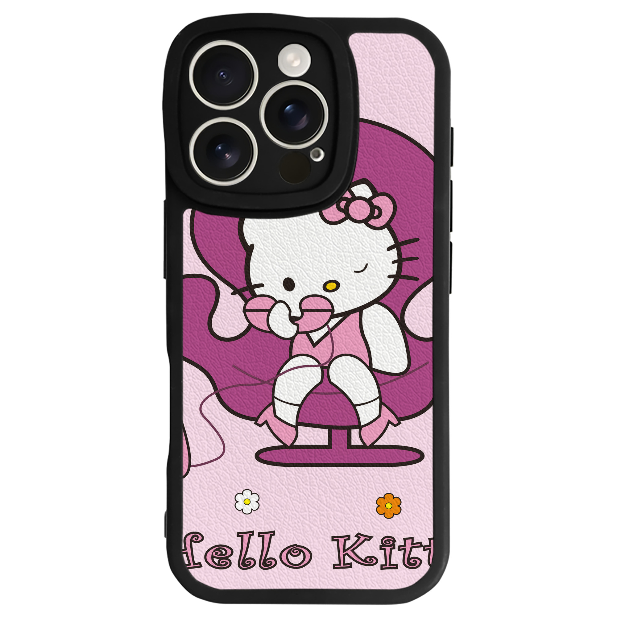 （画像用） Hello Kitty ハローキティ 【iPhone 16シリーズ対応】シリコンスマホケース（レザー調） 材質：シリコン